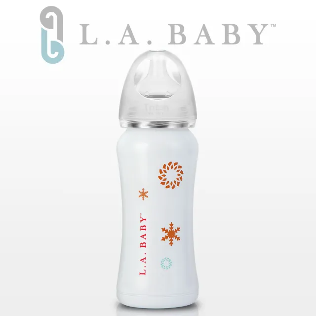 【美國L.A. Baby】超輕量醫療級316不鏽鋼保溫奶瓶 9oz(珍珠白)