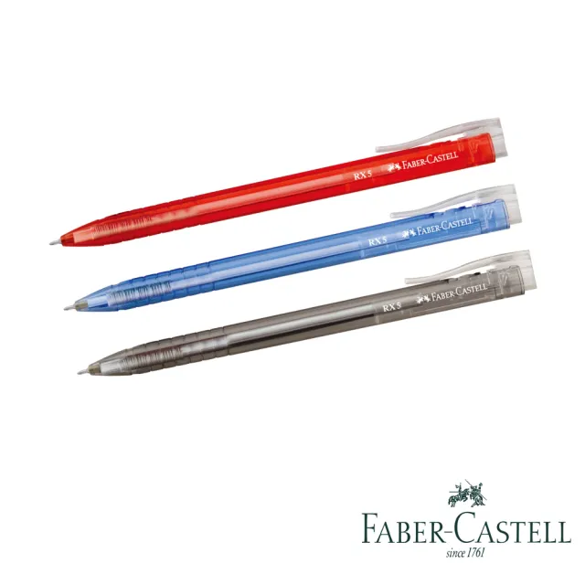 【Faber-Castell】RX-5 0.5mm 辦公用 超好寫酷溜原子筆 藍色 3盒*10支(滑順不卡卡)