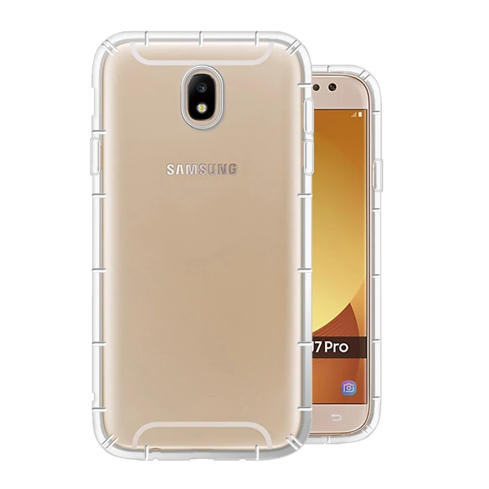 【YANG YI 揚邑】Samsung Galaxy J7 Pro 5.5吋 氣囊式防撞耐磨不黏機清透空壓殼