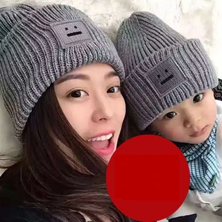 【梨花HaNA】韓國可愛簡單的方塊笑臉毛帽(親子帽)