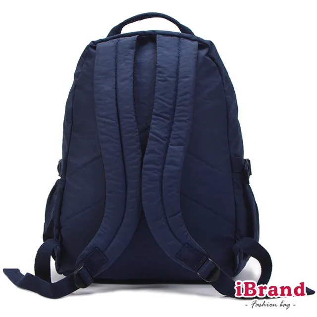 【iBrand】簡約素色超輕盈尼龍口袋後背包(深藍色)