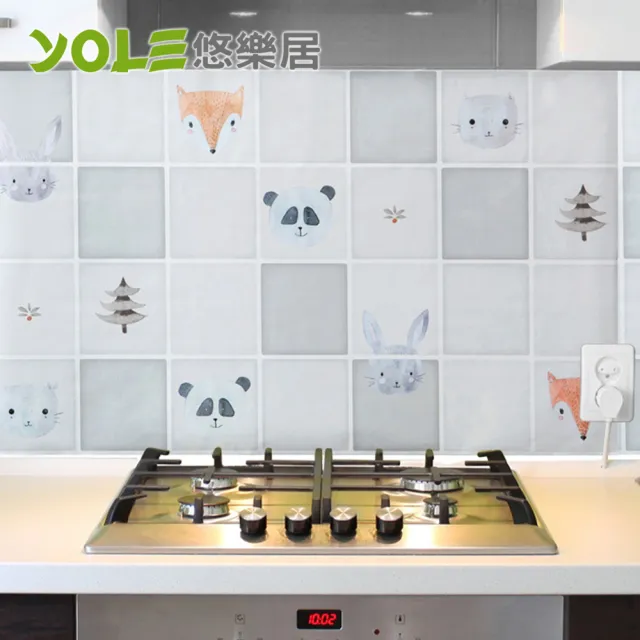 【YOLE 悠樂居】繽紛創意設計款廚房自黏防油壁貼(2入)