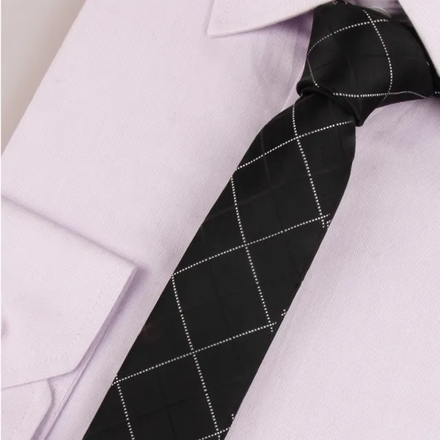 【拉福】領帶窄版領帶6cm領帶手打領帶(黑格)
