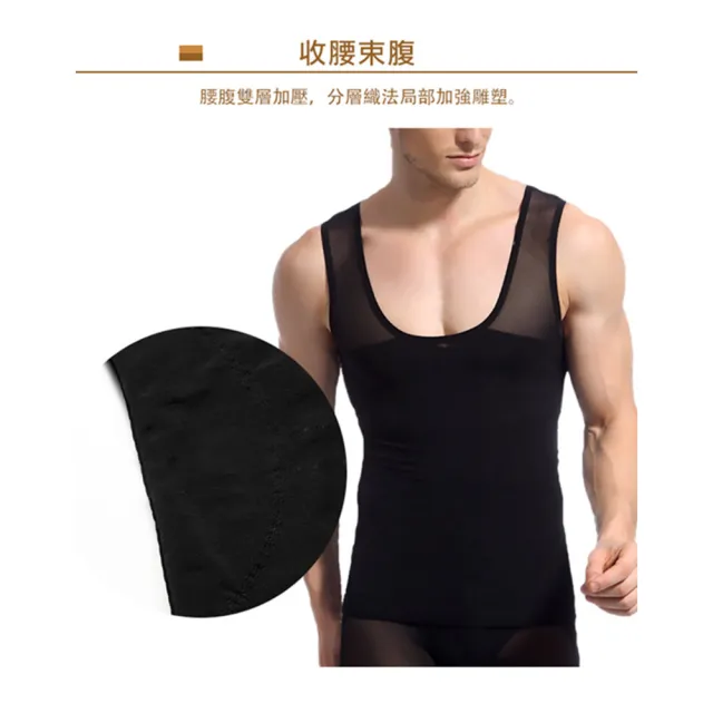 【Charmen】塑身衣 高機能強塑腰腹版背心 男性塑身衣(白色)