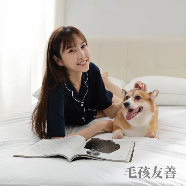 【EverSoft 寶貝墊】Nano銀離子抗菌 萌寵物必備 100%防蟎防水透氣雙效合一床包式保潔墊(雙人150x190cm)