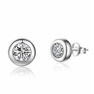 【Emi 艾迷】韓國925銀針極簡系列單顆美鑽鋯石耳環