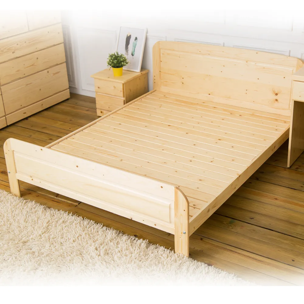 【時尚屋】沙羅5尺白松木實木雙人床-不含床頭櫃-床墊 CG8-082-3(免組裝 臥室系列)