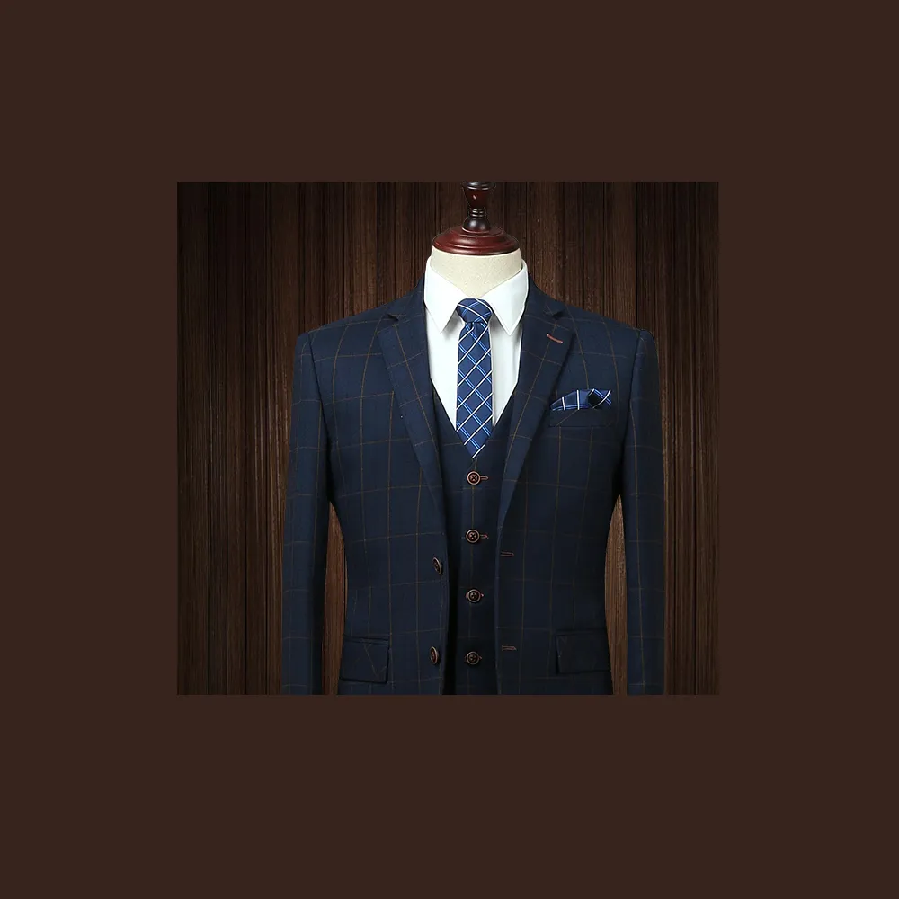 【拉福】領帶6cm中窄版領帶手打領帶(格紋藍)