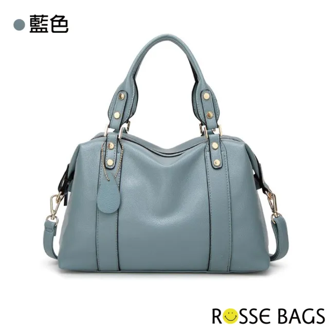 【Rosse Bags】經典大容量手提肩背波士頓包(現+預 藍色 / 酒紅 / 深灰 / 黑色)