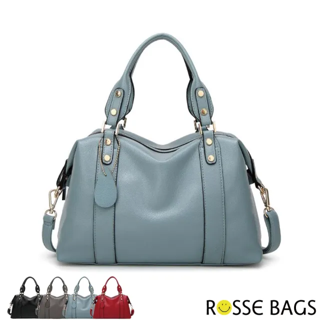 【Rosse Bags】經典大容量手提肩背波士頓包(現+預 藍色 / 酒紅 / 深灰 / 黑色)