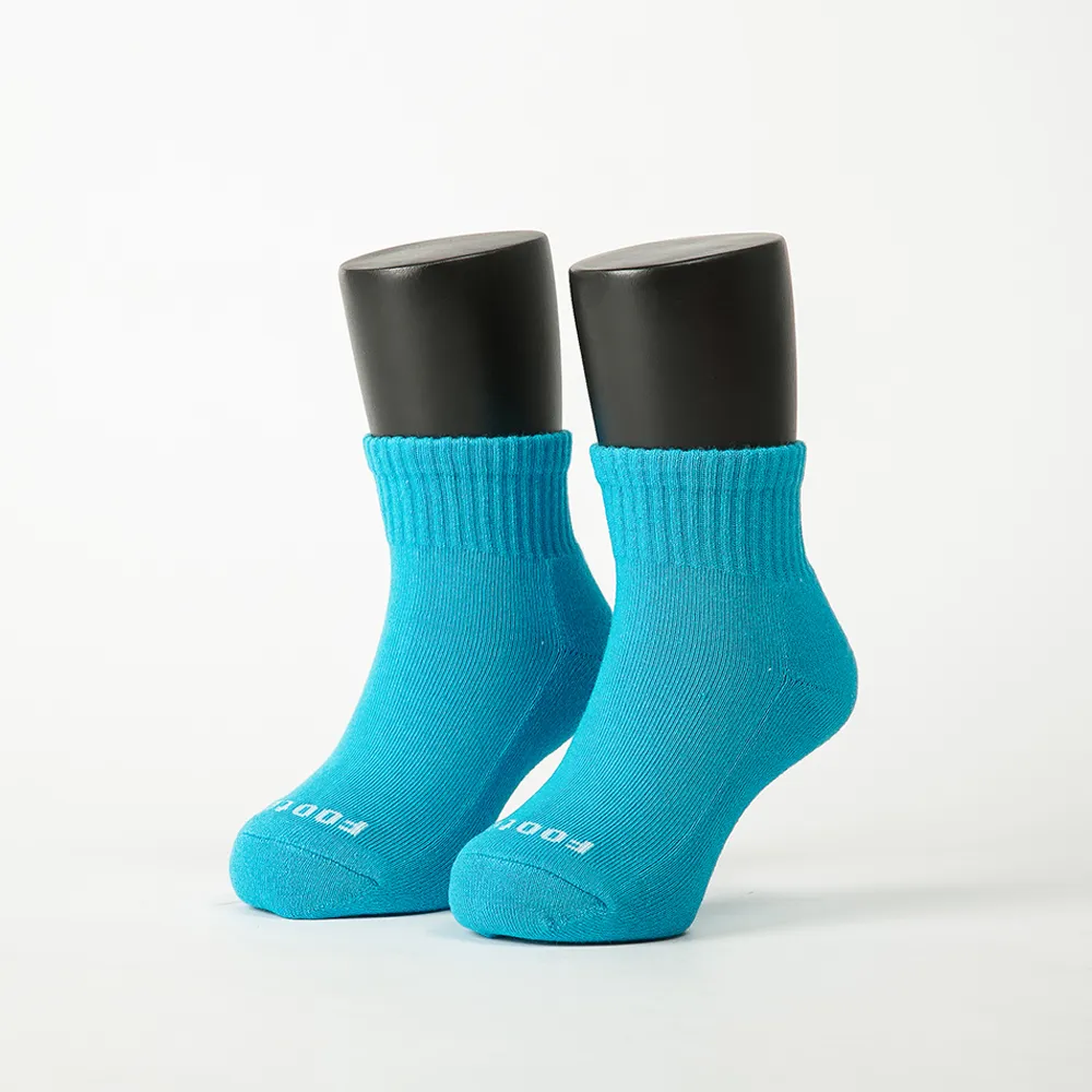 【FOOTER除臭襪】單色運動氣墊襪-童款-全厚底(ZH186L-淺藍)