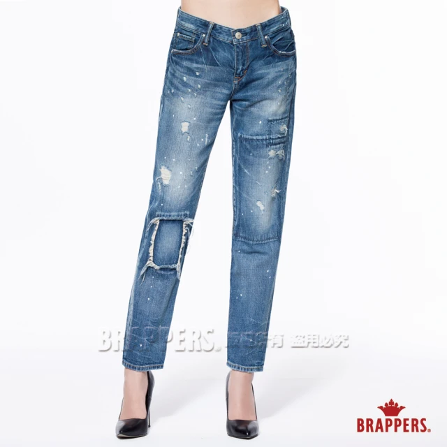 【BRAPPERS】女款 Boy Friend Jeans系列-八分反摺褲(藍)