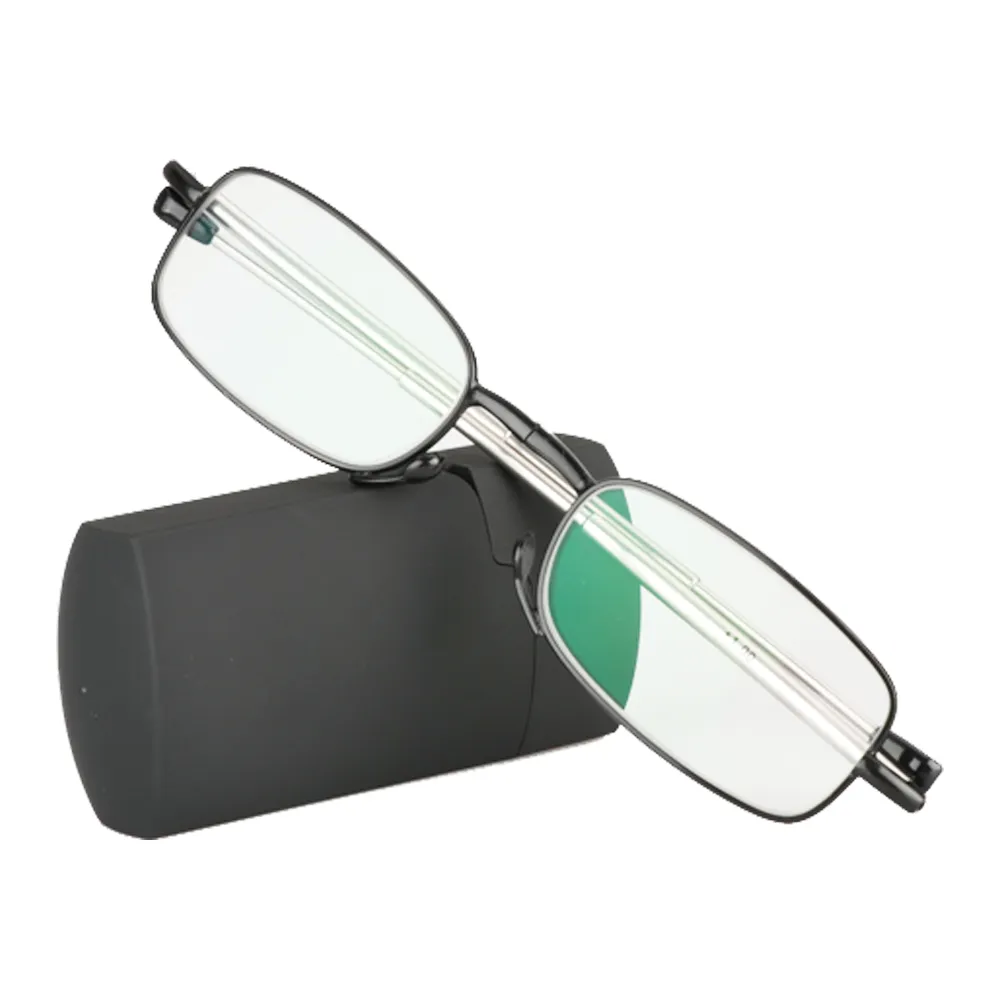 【MEGASOL】超輕仿打火機式老花眼鏡變色墨鏡太陽眼鏡(伸縮摺疊簡約帥氣-B03-bk)