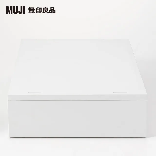 【MUJI 無印良品】PP資料盒/橫式/薄型/2個抽屜/白灰