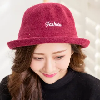 【Wonderland】日式純色加厚保暖羊毛混紗漁夫帽盆帽(紅)
