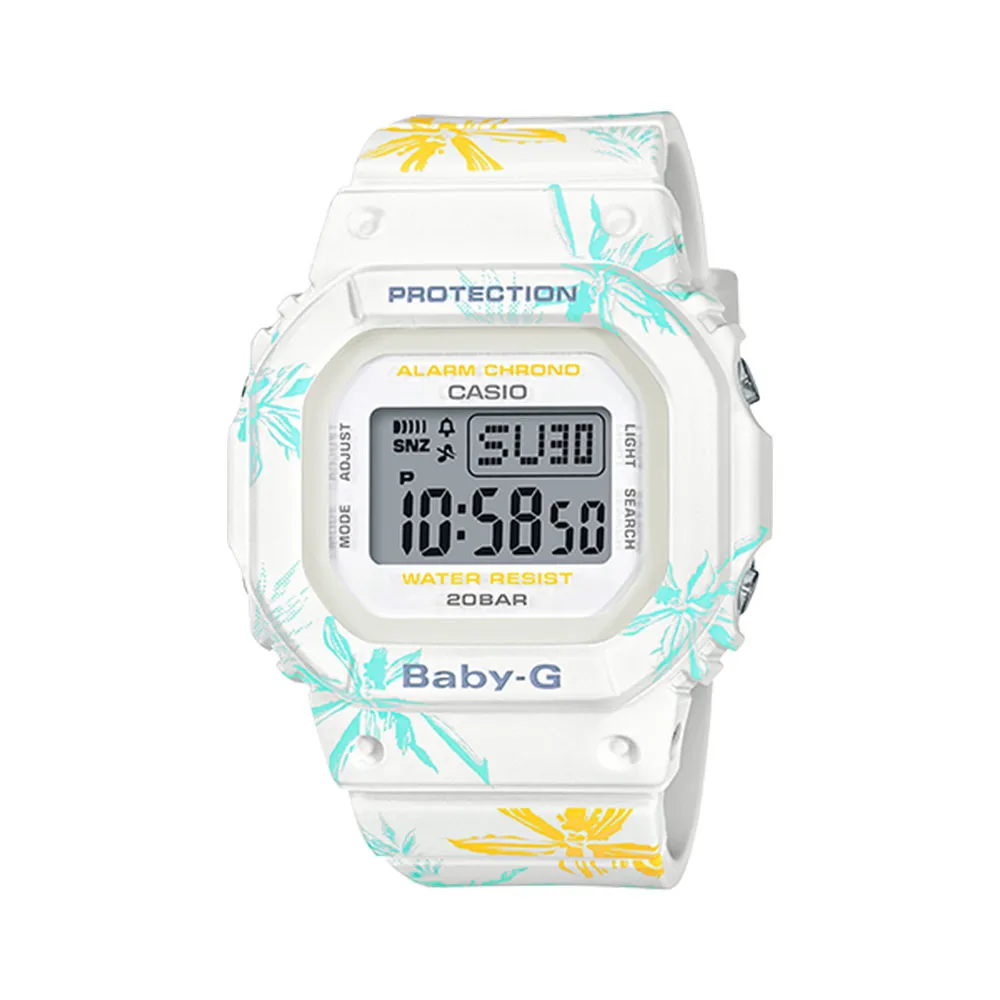 【CASIO 卡西歐】美國西岸海灘風情 電子女錶 樹脂錶帶 白色錶面(BGD-560CF-7D)
