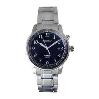 【SEIKO 精工】石英男錶 不鏽鋼錶帶 藍 人動能 防水100米 日期顯示(SKA777P1)