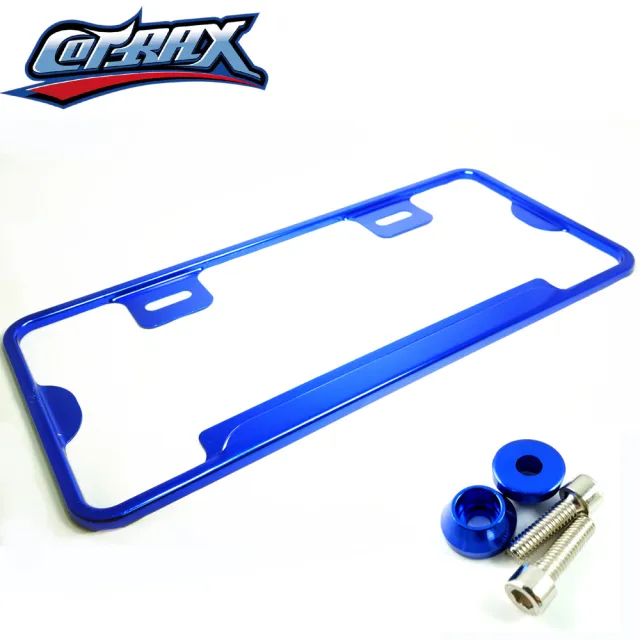 【Cotrax】汽車七碼輕量化鋁合金牌照框-藍色(車牌 車框)