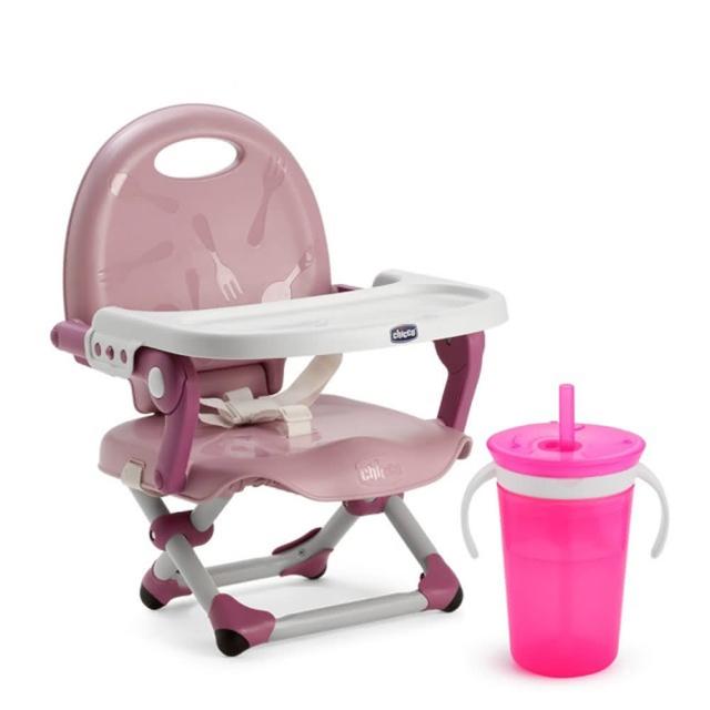 【Chicco 官方直營】Pocket snack攜帶式輕巧餐椅座墊+二合一零食吸管防漏杯