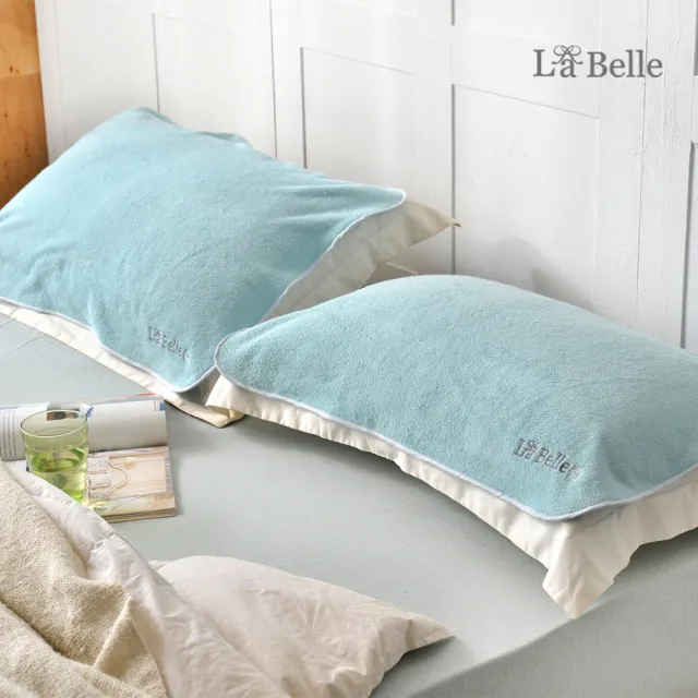 【La Belle】《經典刺繡》舒柔枕巾2入-典雅綠