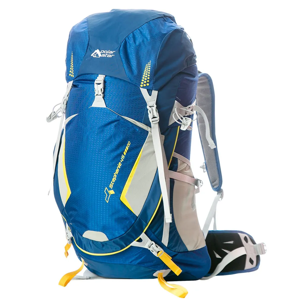 【PolarStar 桃源戶外】透氣網架背包45L『藍』P18712(自助旅行 多隔間 登山背包 後背包 肩背包 行李包)