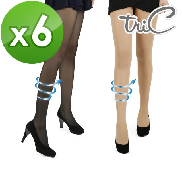 【Tric】100Den無暇美肌360全方位修飾曲線空氣感透膚襪 6雙組(黑/膚)