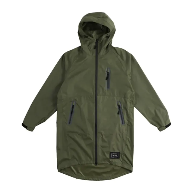 【日本KIU】空氣感雨衣 時尚防水風衣 男女適用(116906 軍綠色)