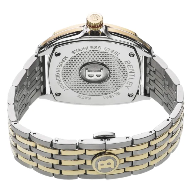 【Bentley 賓利】Solstice系列 黑暗紳士計時手錶(白面/金銀鋼帶 BL1681-70777)