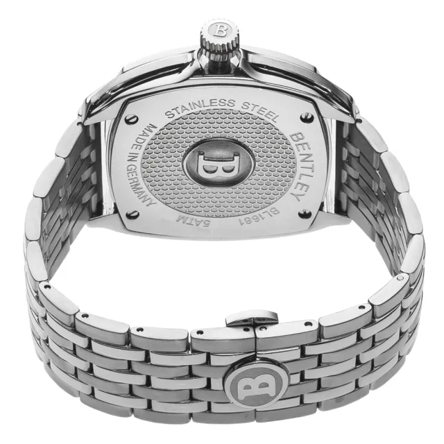 【Bentley 賓利】Solstice系列 黑暗紳士計時手錶(白面/銀色鋼帶 BL1681-60000)