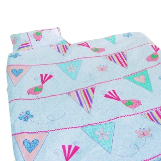 【采棉居寢飾文化館】純棉印花兒童睡袋(粉藍-4.5x5尺)