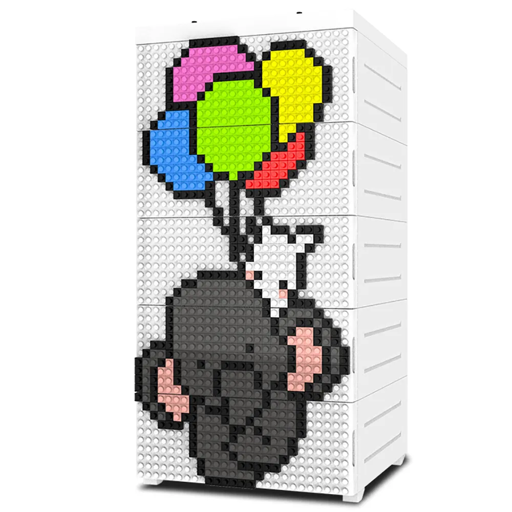 【魔法腳印】童趣益智積木拼圖五層玩具收納櫃-小飛象(拆開即用 免組裝)