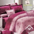 【Green  綠的寢飾】精梳棉植物花卉六件式兩用被床罩組靜待花開紅(加大)
