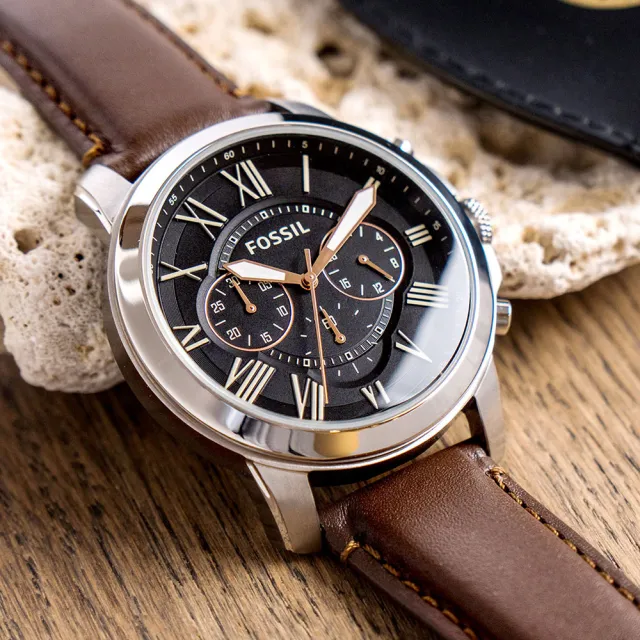 FOSSIL】公司貨三眼時計文藝復古灰棕褐腕錶(FS4813) - momo購物網