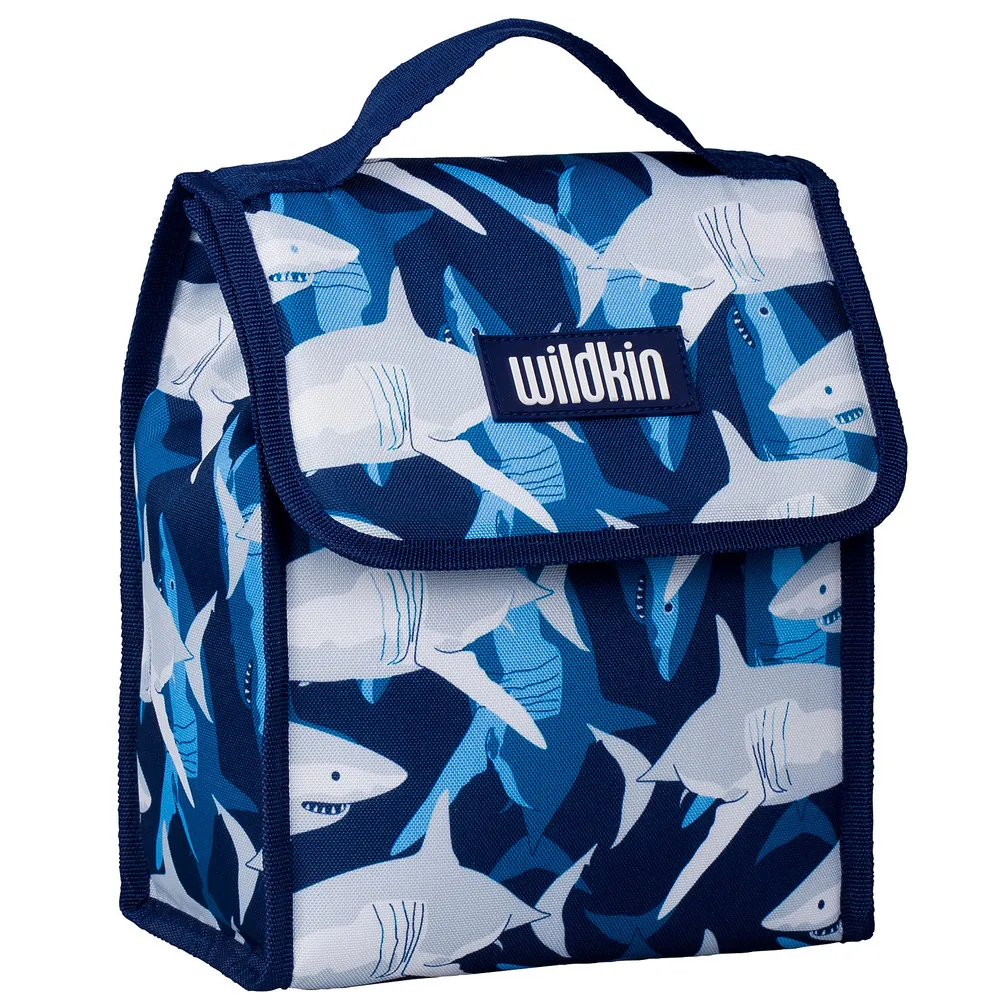 【美國Wildkin】直立式午餐袋/便當袋/保溫袋(55700 鯊魚家族)