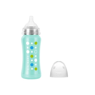 【L.A. Baby】316不鏽鋼保溫奶瓶學習套組270ml 11件組(珍珠白)