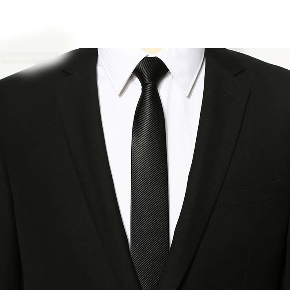 【拉福】領帶中窄版領帶6cm領帶手打領帶(黑細斜)
