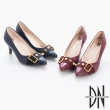 【DN】時尚風範 MIT馬毛飾釦尖頭跟鞋(藍)