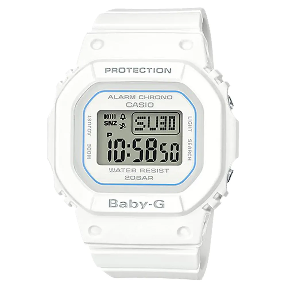 【CASIO 卡西歐】電子女錶 樹脂錶帶 白 防水200米 世界時間(BGD-560-7D)