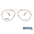 【【INVU】瑞士文雅質感細褐飛行員框光學眼鏡(白金/夕陽紅)】B3902A