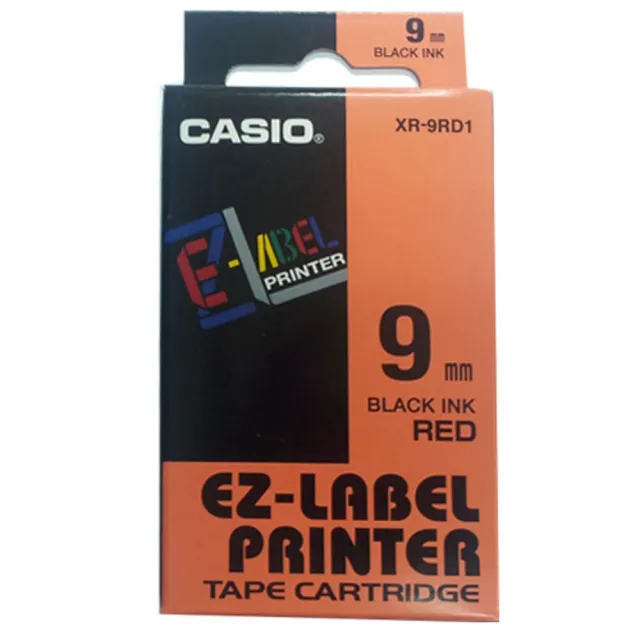 【CASIO 卡西歐】標籤機專用色帶-9mm紅底黑字(XR-9RD1)