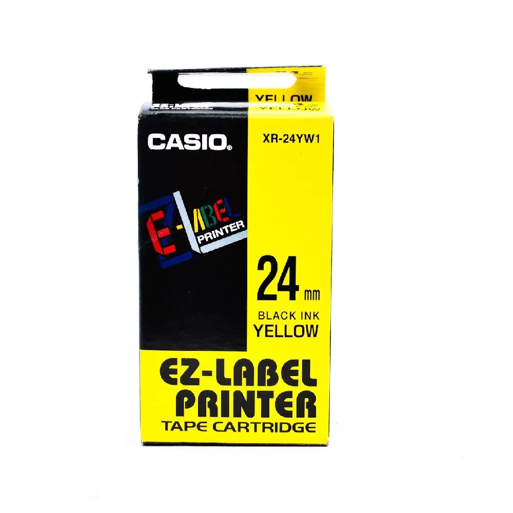 【CASIO 卡西歐】標籤機專用色帶-24mm黃底黑字(XR-24YW1)