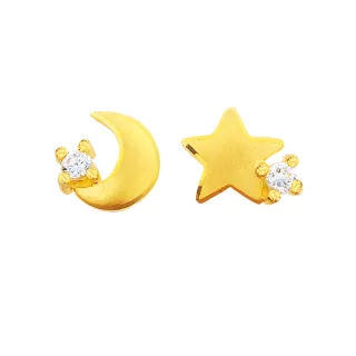 【幸運草金飾】墜入星河 鋯石+黃金 耳環(金重 0.29錢±0.07)