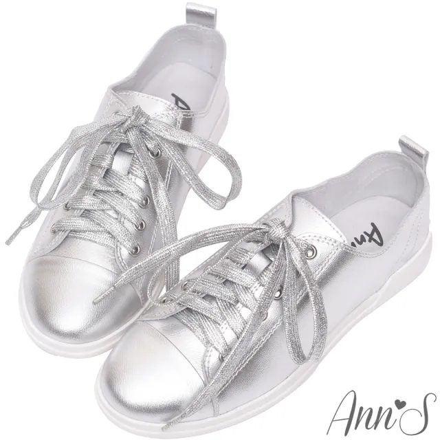 【Ann’S】第一代休閒舒適全真牛皮超軟綁帶小白鞋(三色)