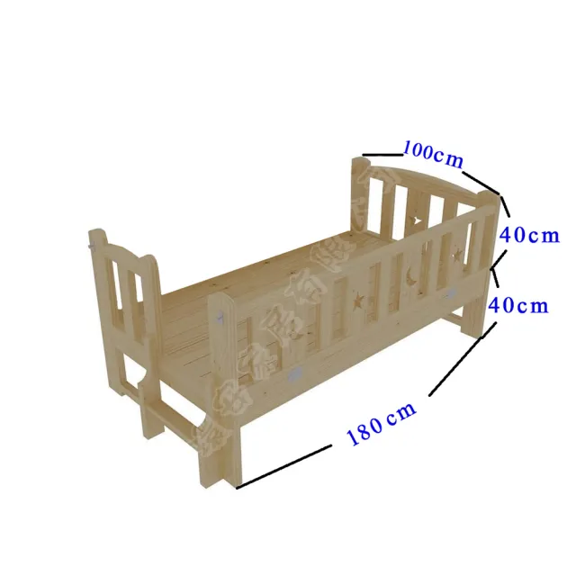 【HA Baby】松木實木拼接床 長180寬100高40 三面有梯款(床邊床、嬰兒床、兒童床)