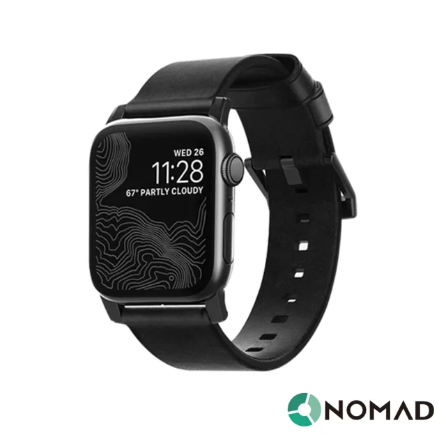 【美國NOMAD】Apple Watch 45/44/42mm專用 HORWEEN質樸黑皮革錶帶(Apple Watch 全系列適用)