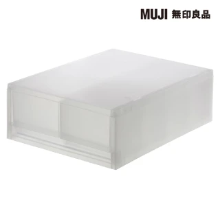 【MUJI 無印良品】PP盒/淺型/2格/附隔板/正反疊/