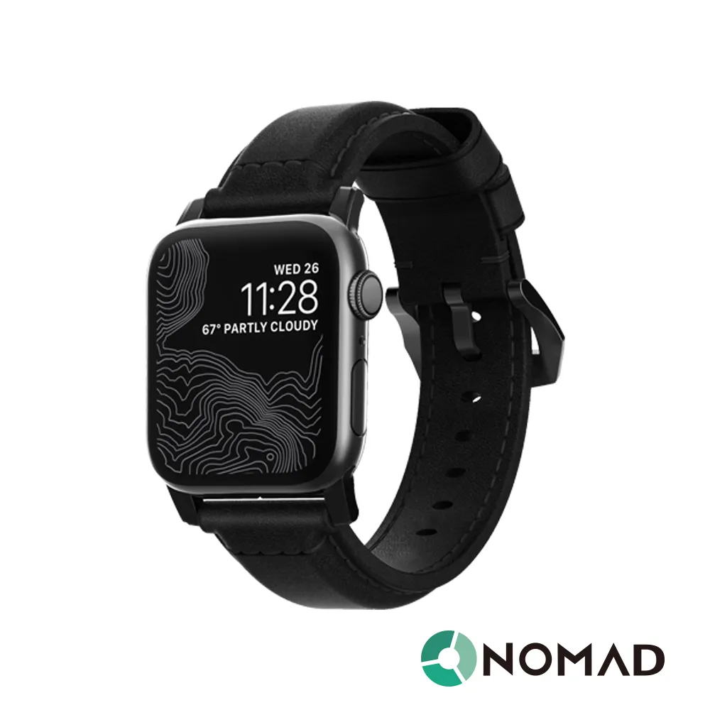 【美國NOMAD】Apple Watch 45/44/42mm專用HORWEEN質樸黑皮革錶帶(Apple Watch 全系列適用)