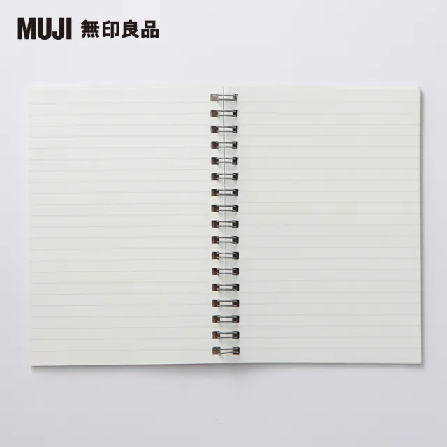 【MUJI 無印良品】植林木不易透色雙環筆記本/橫線/48頁.A6.米