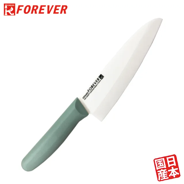 【FOREVER 鋒愛華】日本製造鋒愛華高精密陶瓷刀18CM(白刃綠柄)