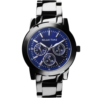 【Relax Time】時尚達人日曆顯示手錶-藍xIP黑/38mm 畢業禮物(R0800-16-07)
